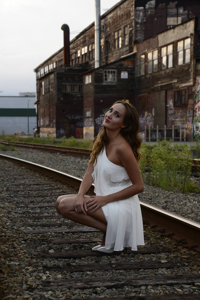 Outdoor shoot with model Katarina Sedlakova wearing a dreamy white dress